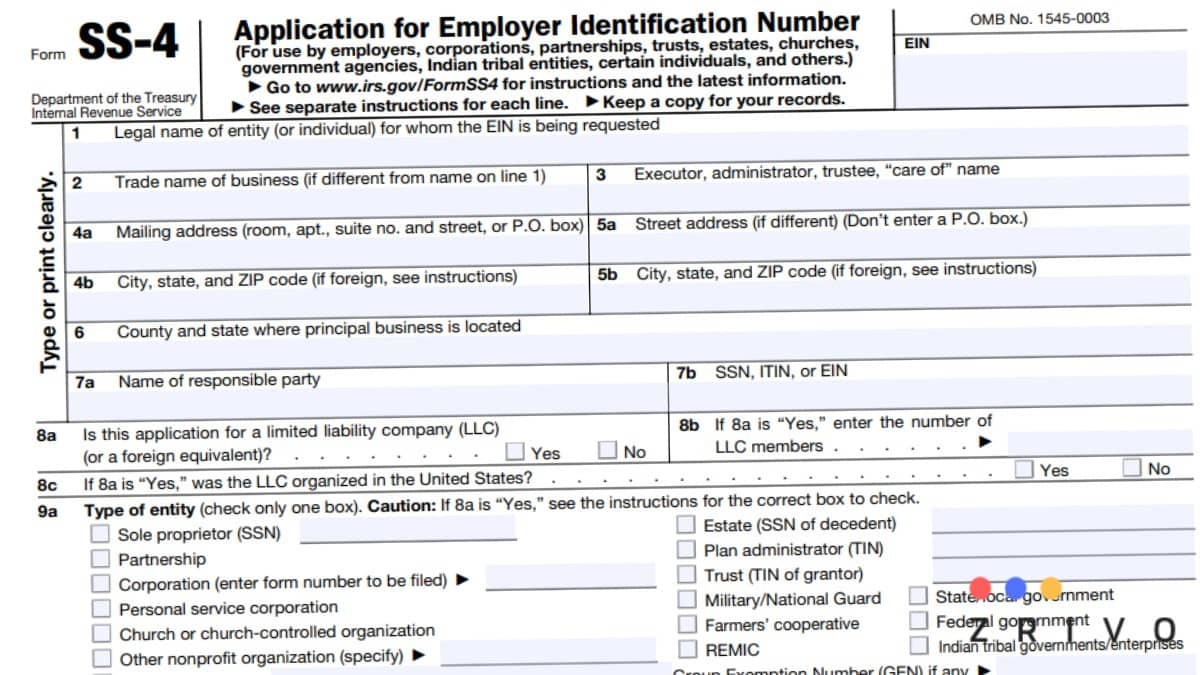 Ss-4 Form 2021 - Irs Forms - Zrivo