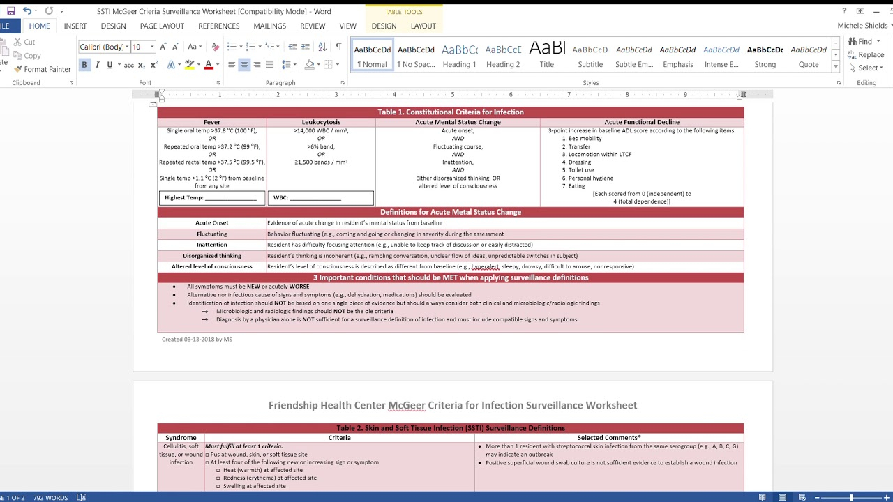 Ssti Mcgeer Criteria Surveillance Worksheet - Youtube