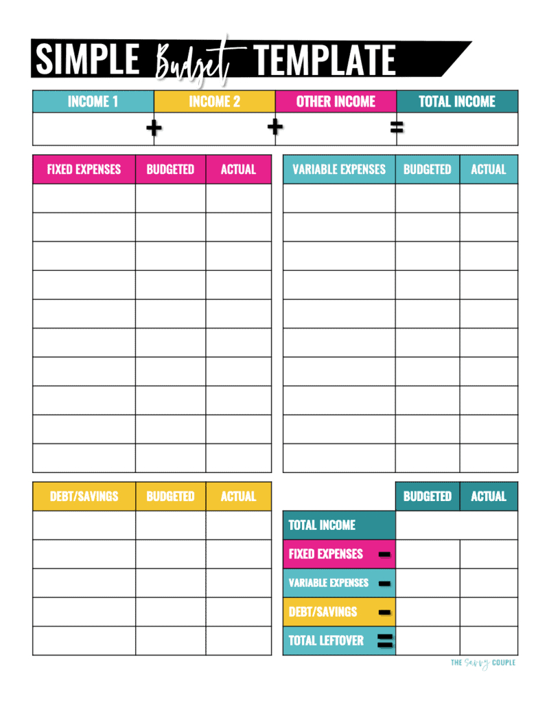 2021 budget calendar printable