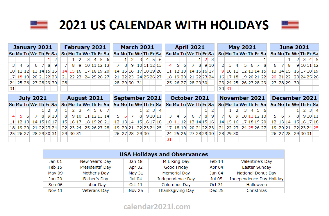 2021 Bank Holiday Calendar Usa Example Calendar Printable