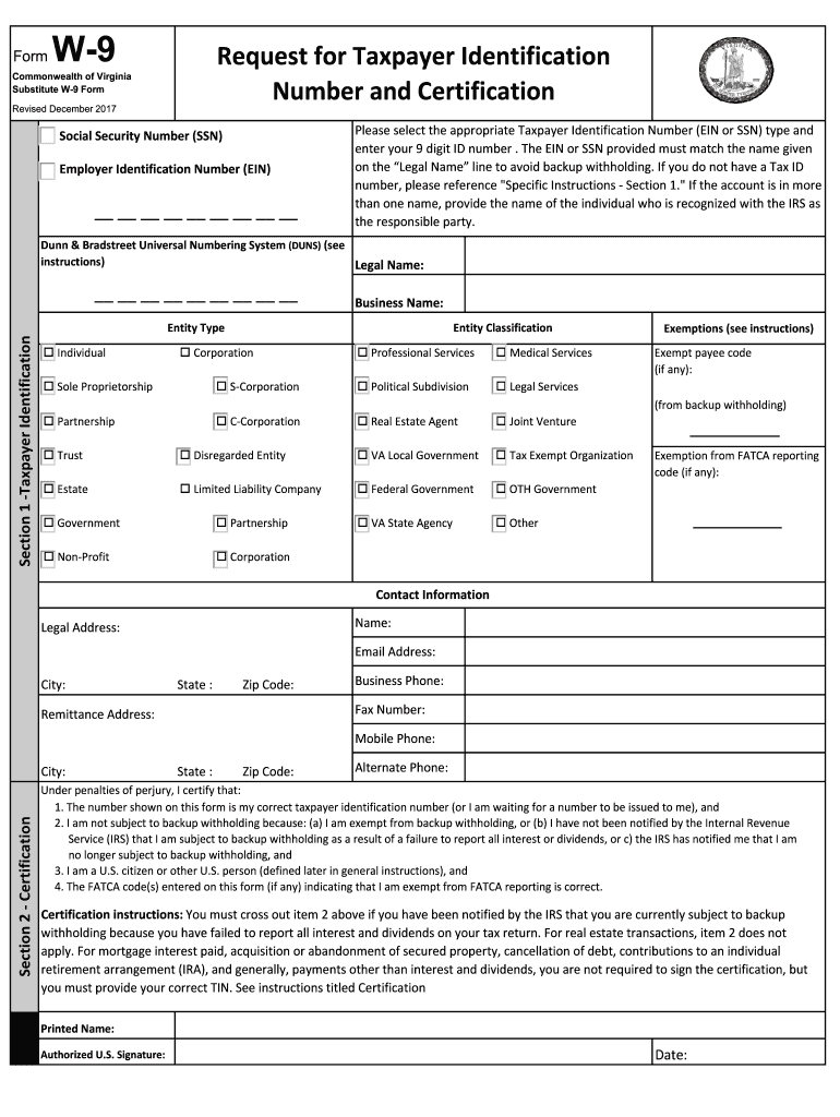 Virginia W9 - Fill Out And Sign Printable Pdf Template | Signnow