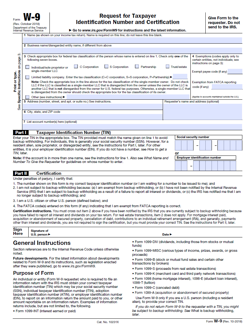 W-9 Form 2021 To Print | W9 Tax Form 2021