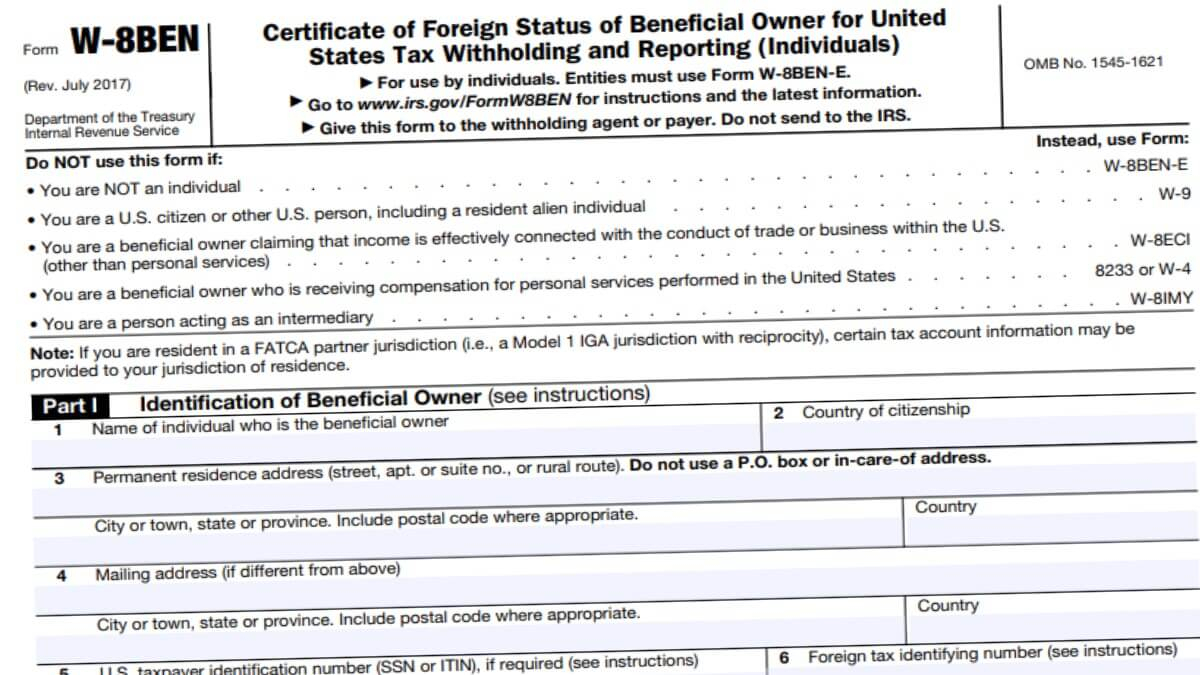 W8Ben 2021 - Irs Forms