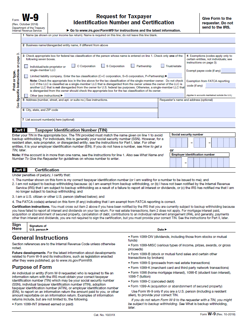 W9 Tax Form 2021 Printable