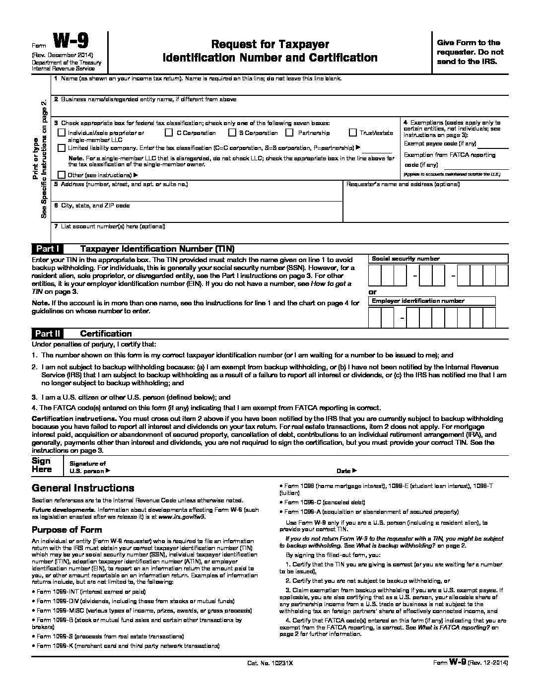 W9 – Non Standard Disability Insurance