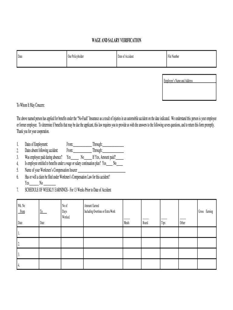 Wage Verification Form - Fill Online, Printable, Fillable