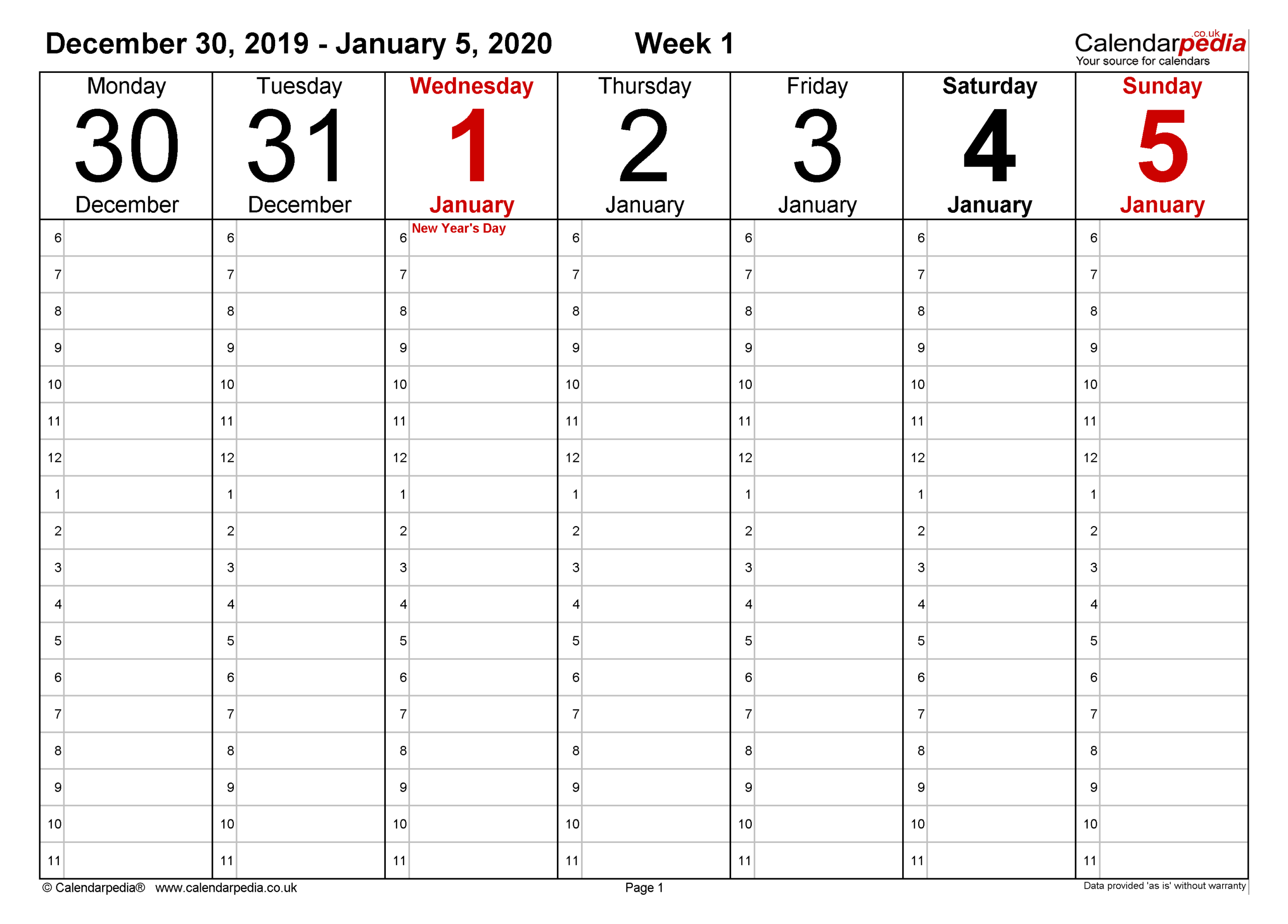 Weekly Calendar 2020 Uk - Free Printable Templates For Pdf