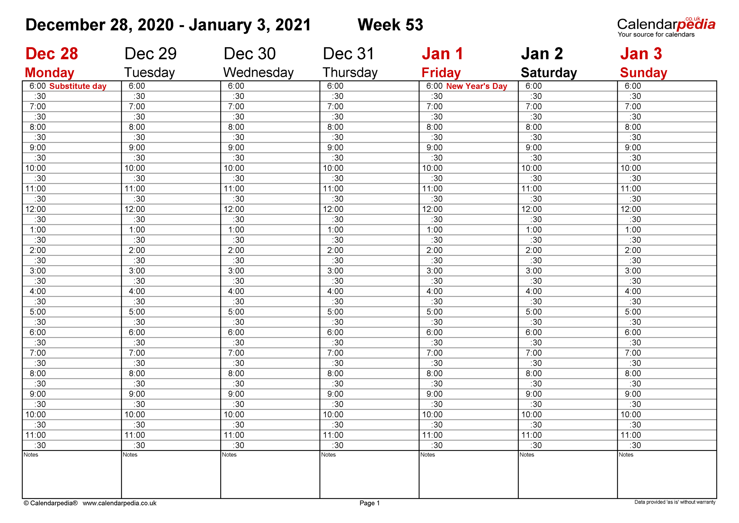 Weekly Calendar 2021 Uk - Free Printable Templates For Word