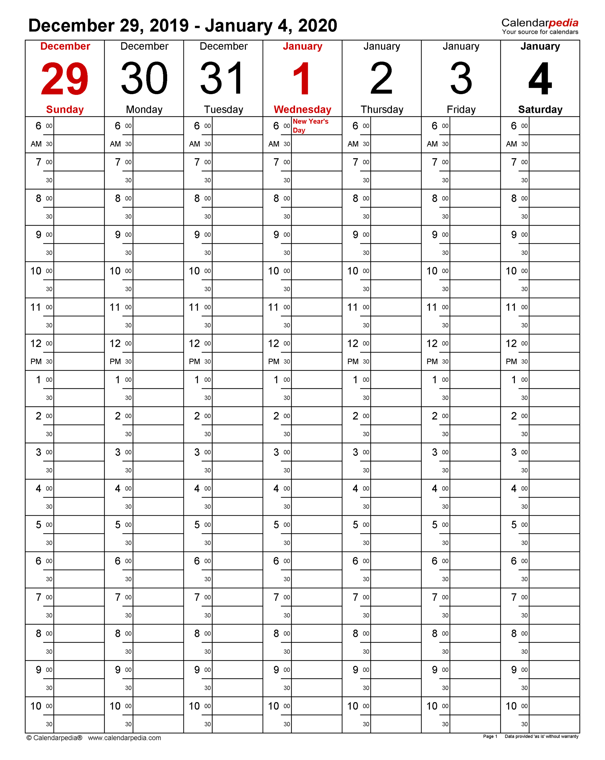 Weekly Calendars 2020 For Excel - 12 Free Printable Templates