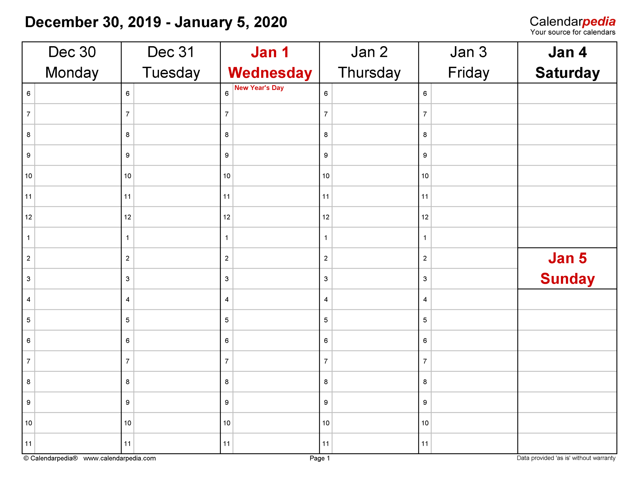 Weekly Calendars 2020 For Excel - 12 Free Printable Templates