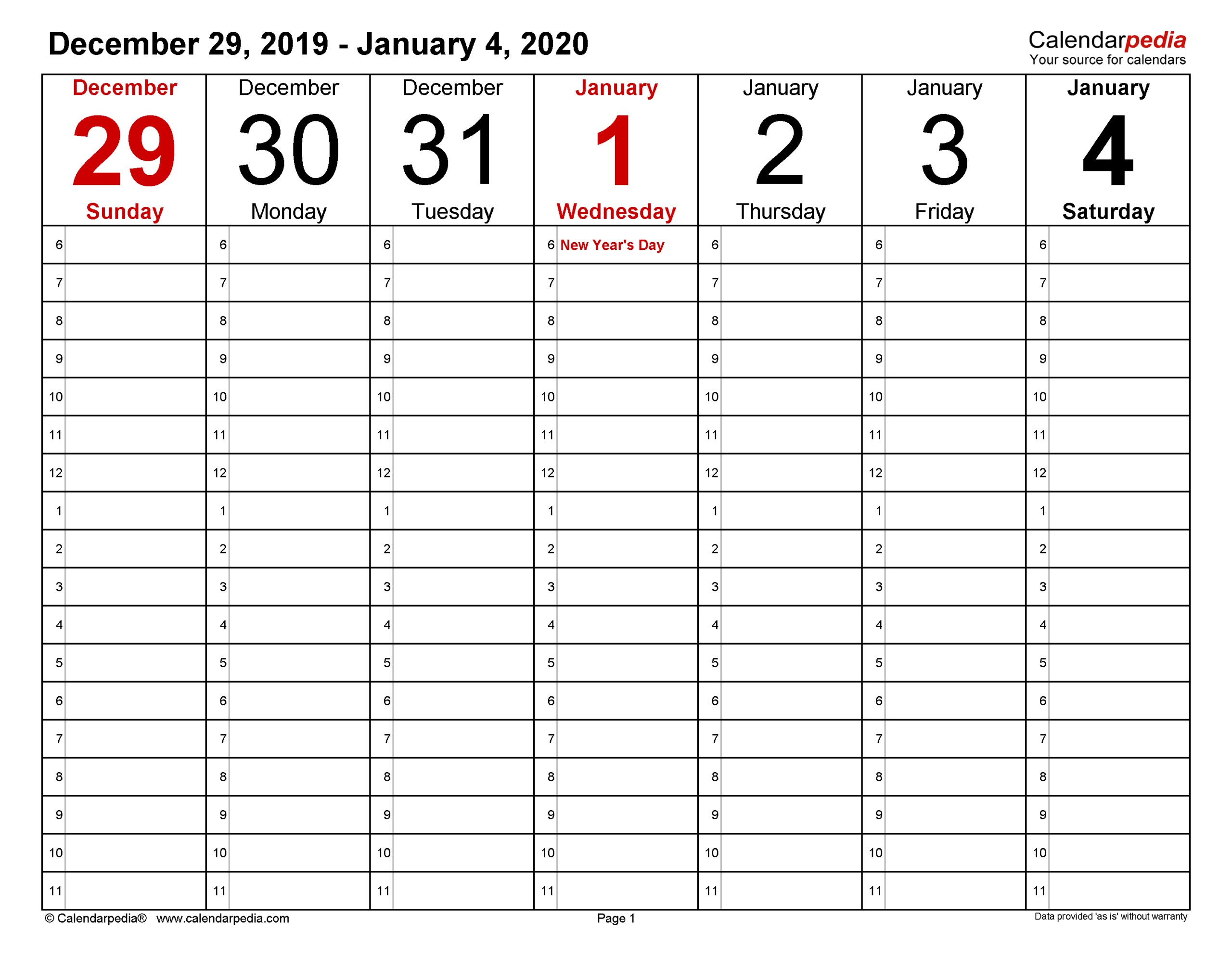 Weekly Calendars 2020 For Pdf - 12 Free Printable Templates