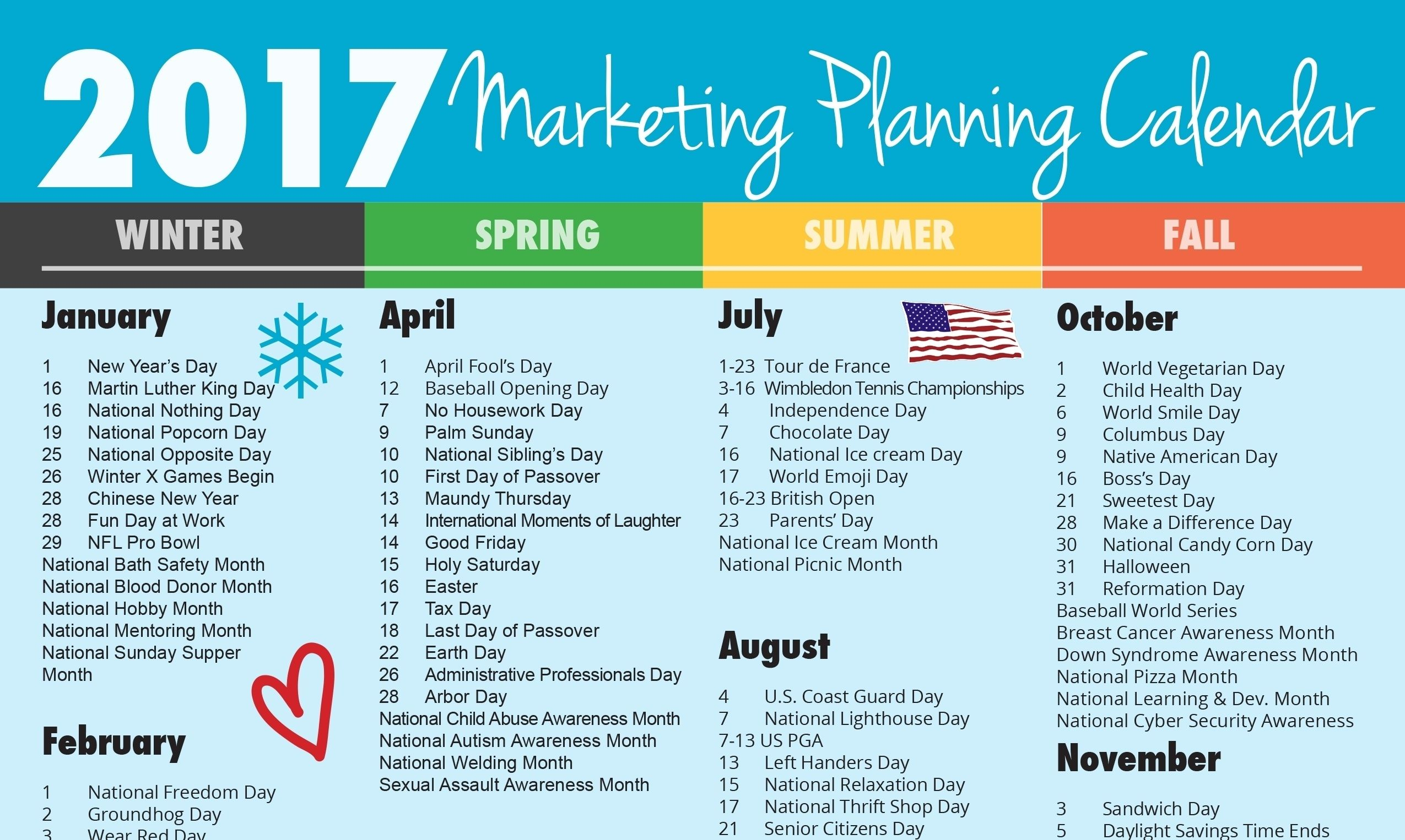 Year Calendar Of National Days | Marketing Planning Calendar