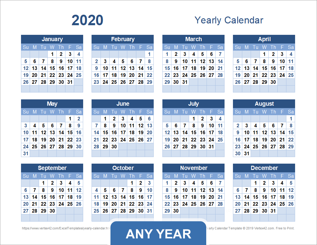 Yearly Calendar Template For 2021 And Beyond