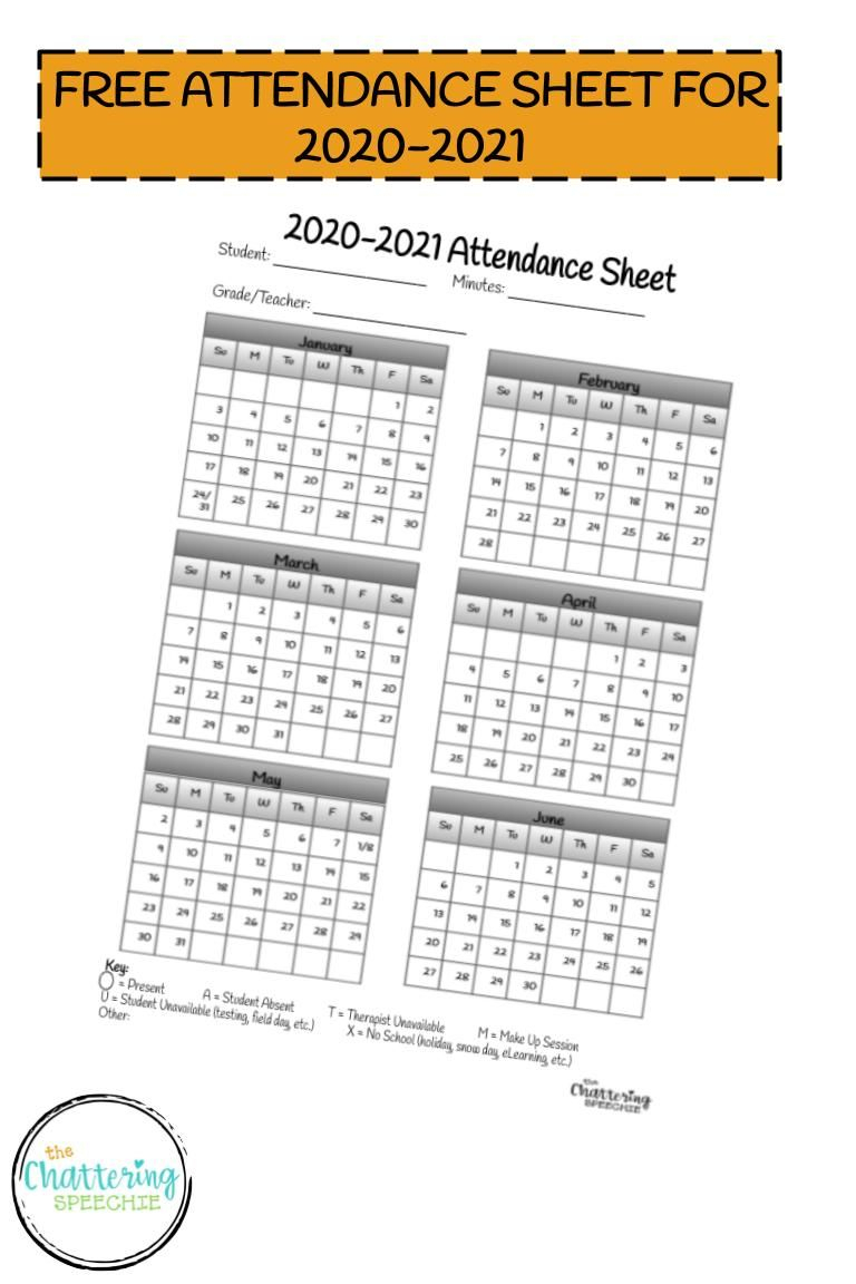 2020-2021 Attendance Sheet Freebie In 2020 | Attendance