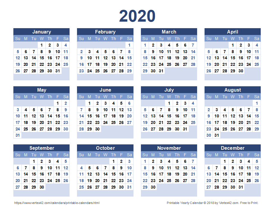 2020 Calendar Templates And Images