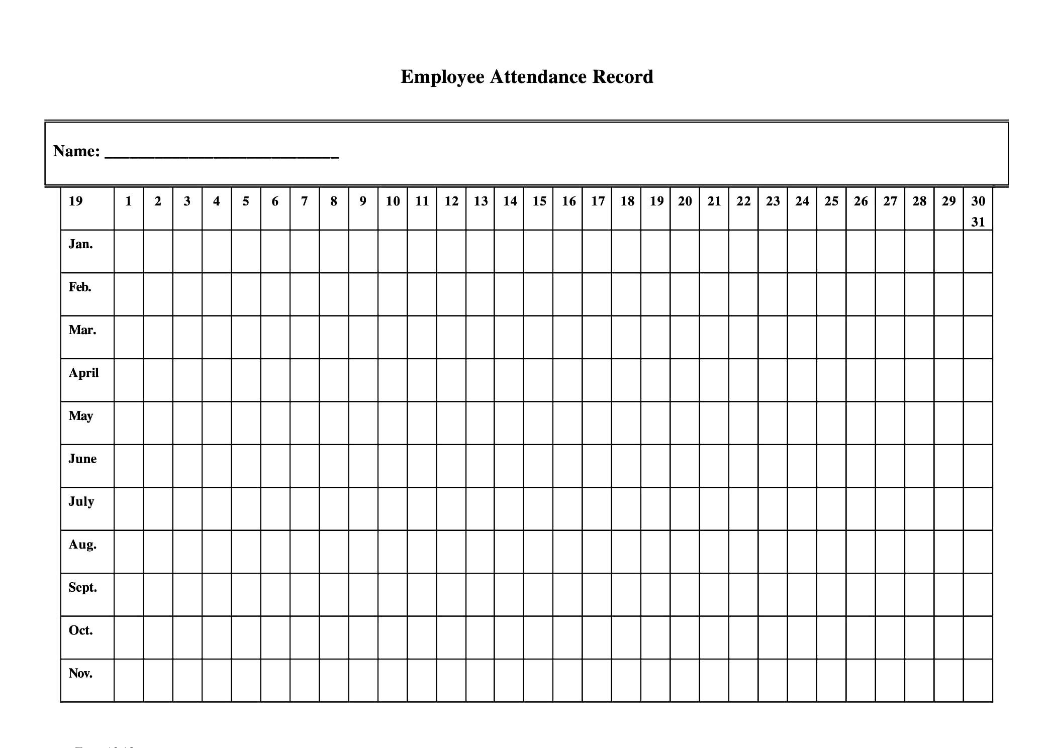 2020 Employee Attendance Calendar Pdf - Template Calendar