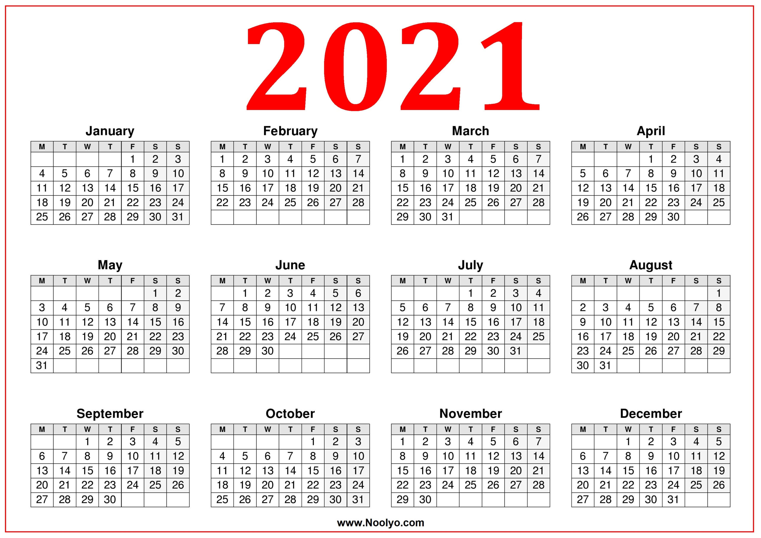 2021 Calendar Monday Start | 2021 Calendar