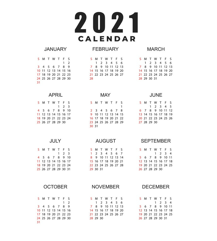 2021 Calendar Printable | 12 Months All In One | Calendar 2021