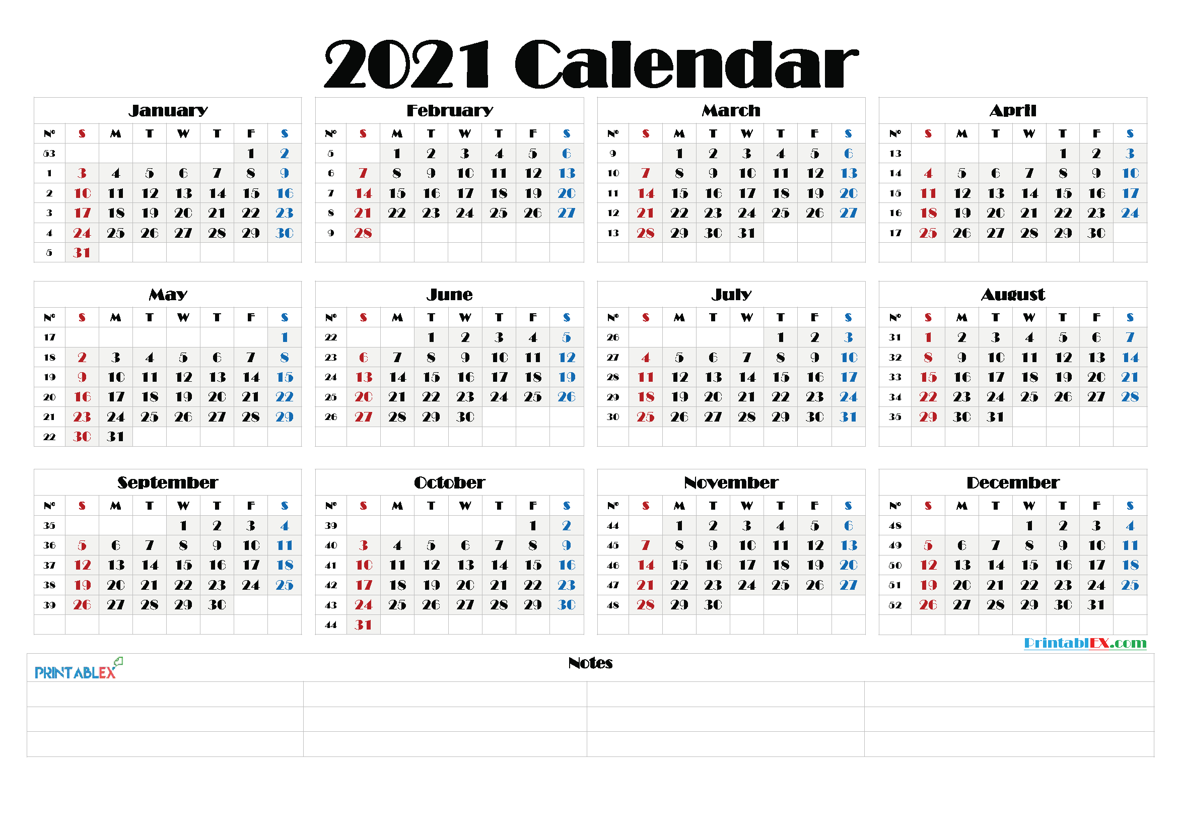 2021 Calendar With Week Numbers Philippines | Free