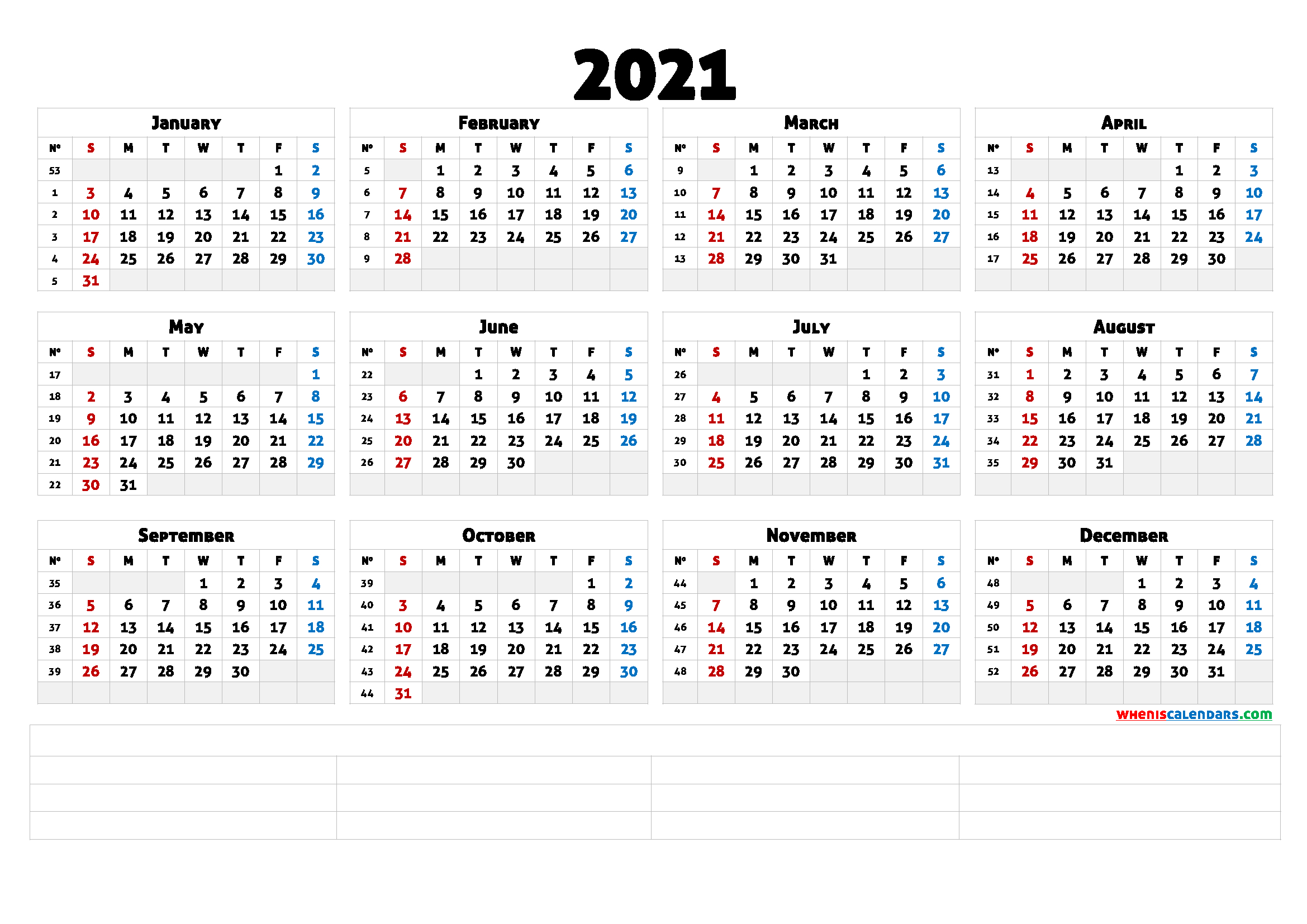 2021 Free Yearly Calendar Template Word (6 Templates)