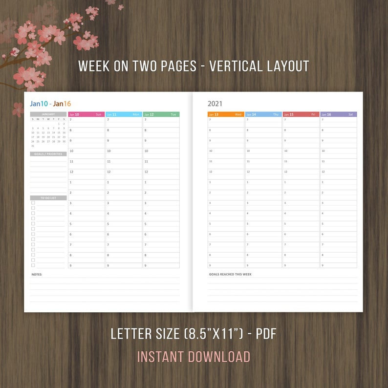 2021 Hourly Weekly Planner Inserts Printables Weekly