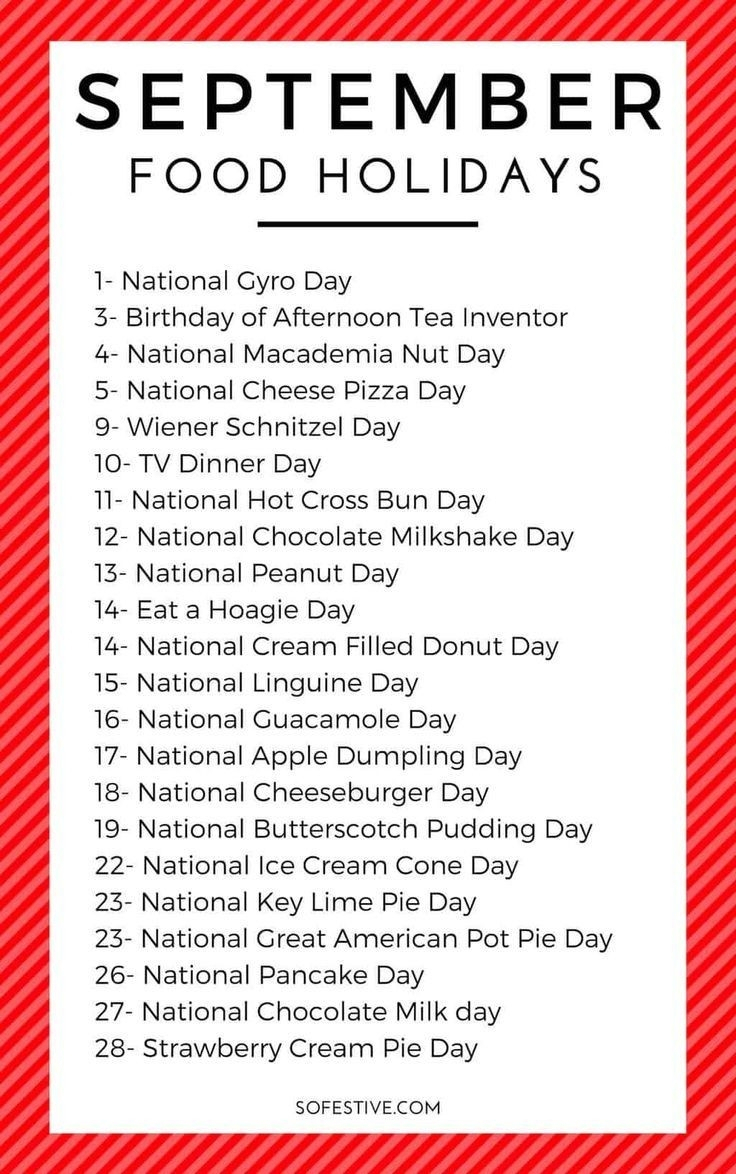 2021 National Food Holidays Printable | Calendar Template