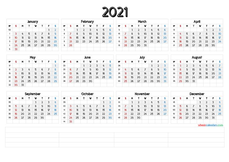 2021 Printable Yearly Calendar With Week Numbers [Premium