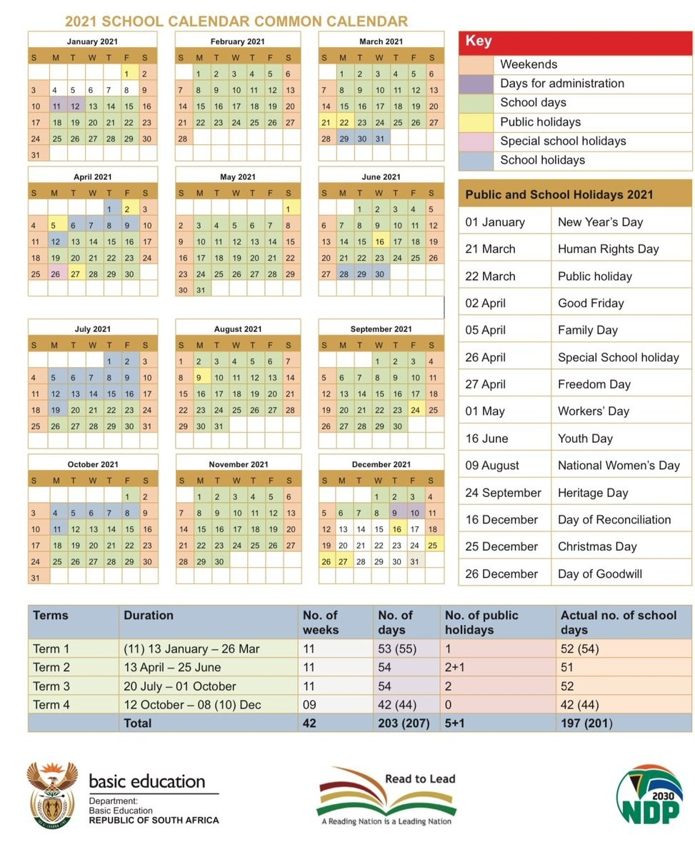 2021 South African Calendar | Calendar Template Printable