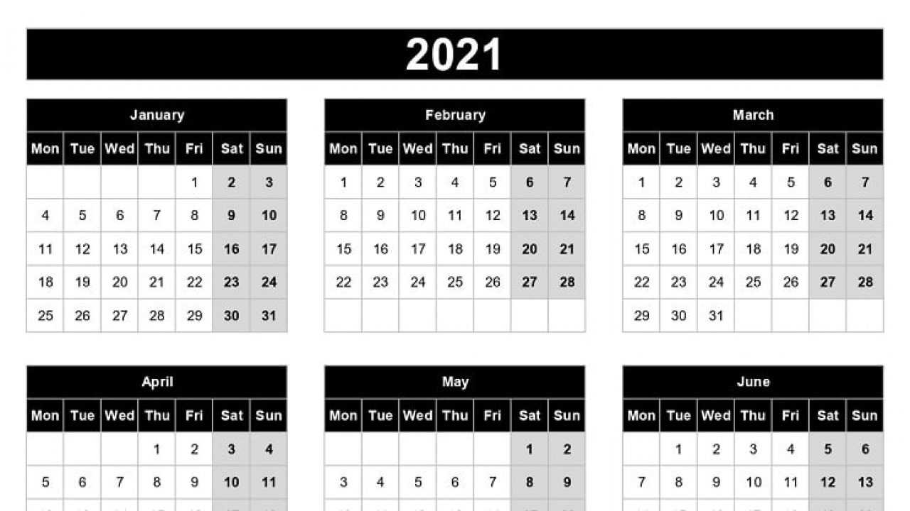 2021 Yearly Calendar Template Excel | Printable Calendars 2021