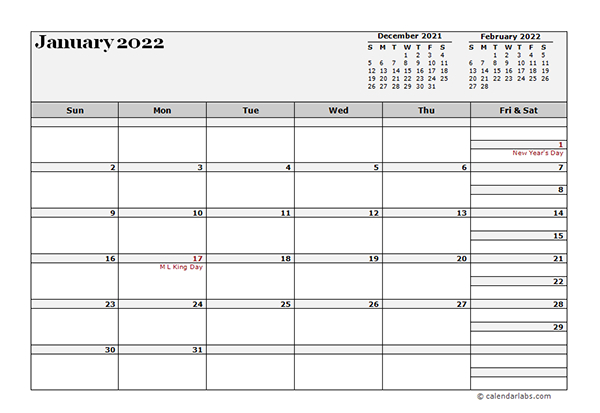 Calendar Labs Printable 2021