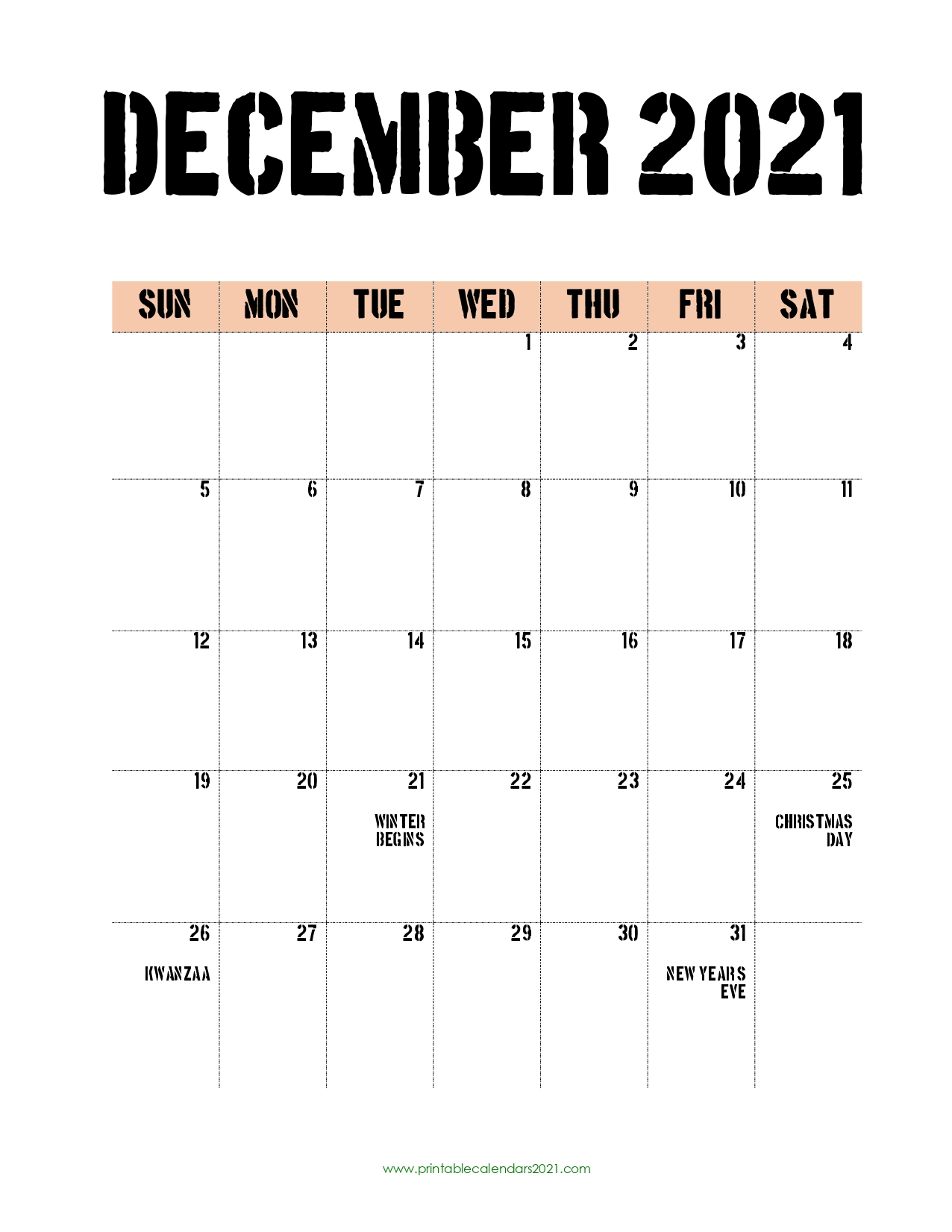 40+ December 2021 Calendar Printable, December 2021