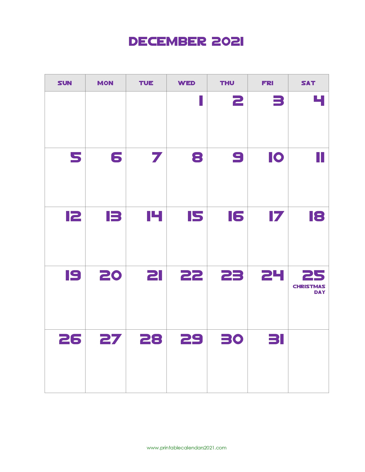 40+ December 2021 Calendar Printable, December 2021