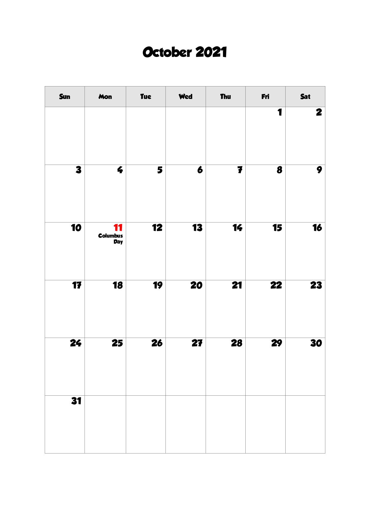 42+ October 2021 Calendar Printable, October 2021 Calendar