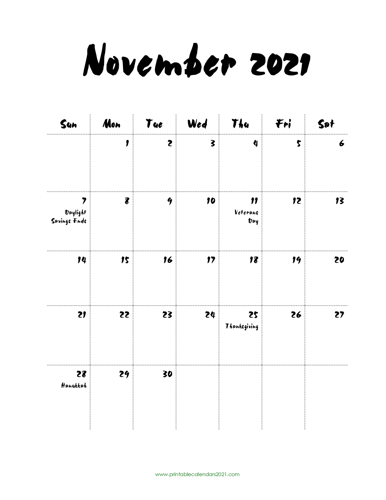 44+ November 2021 Calendar Printable, November 2021