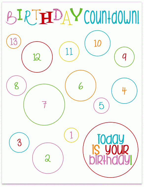 6 Colorful Birthday Countdown Calendars | Kittybabylove