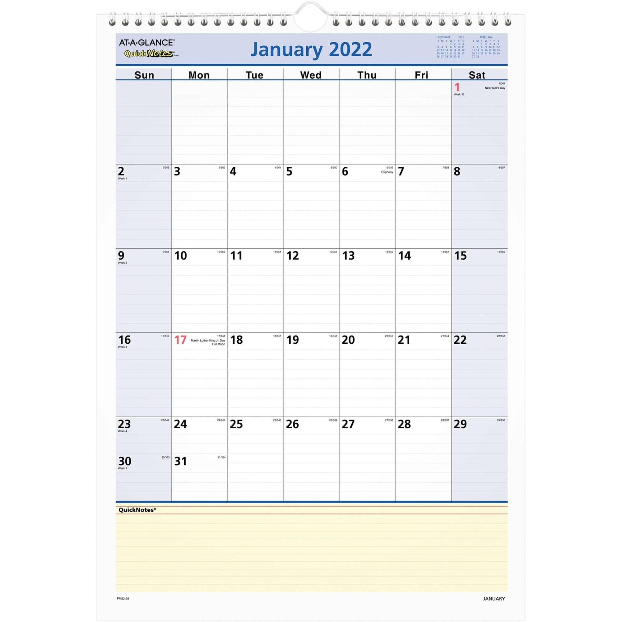 At-A-Glance Quicknotes Monthly Wall Calendar