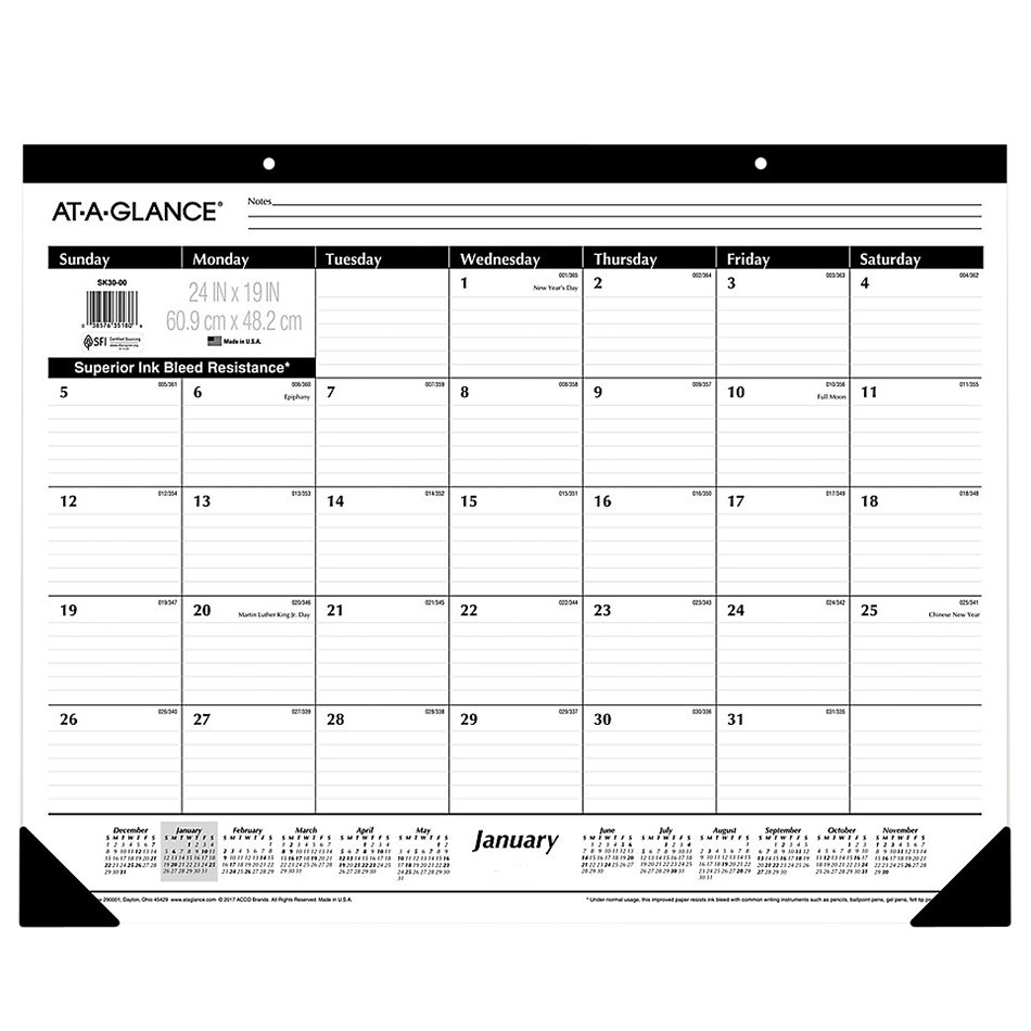 At-A-Glance Sk3000 24&quot; X 19&quot; Monthly January 2021