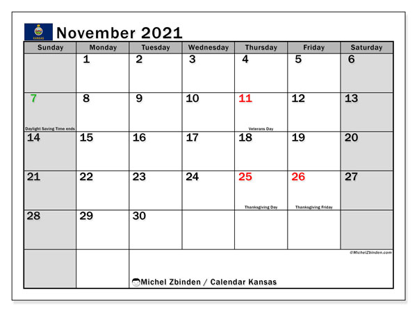 Calendar November 2021 - - Michel Zbinden En