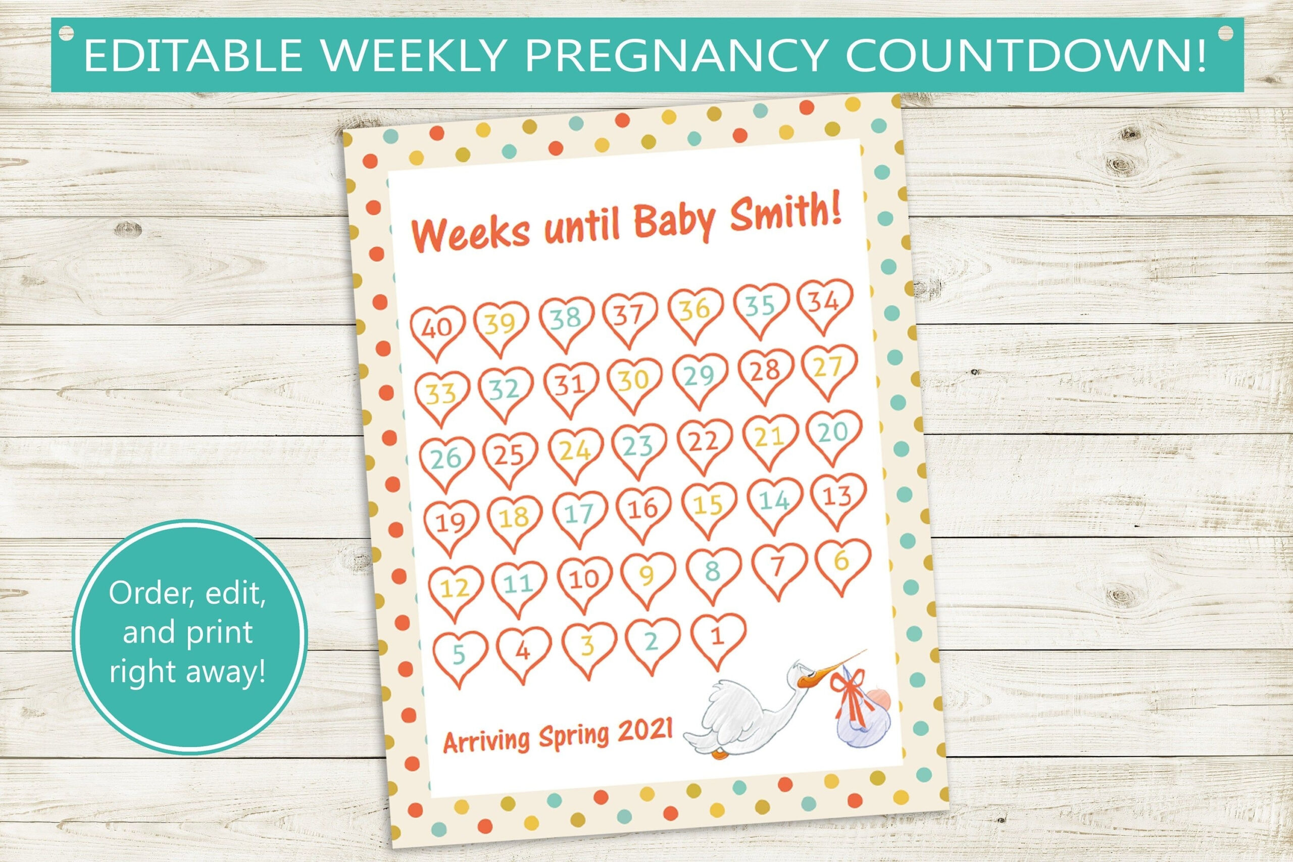 Countdown Calendar For Pregnancy | Free Calendar Template