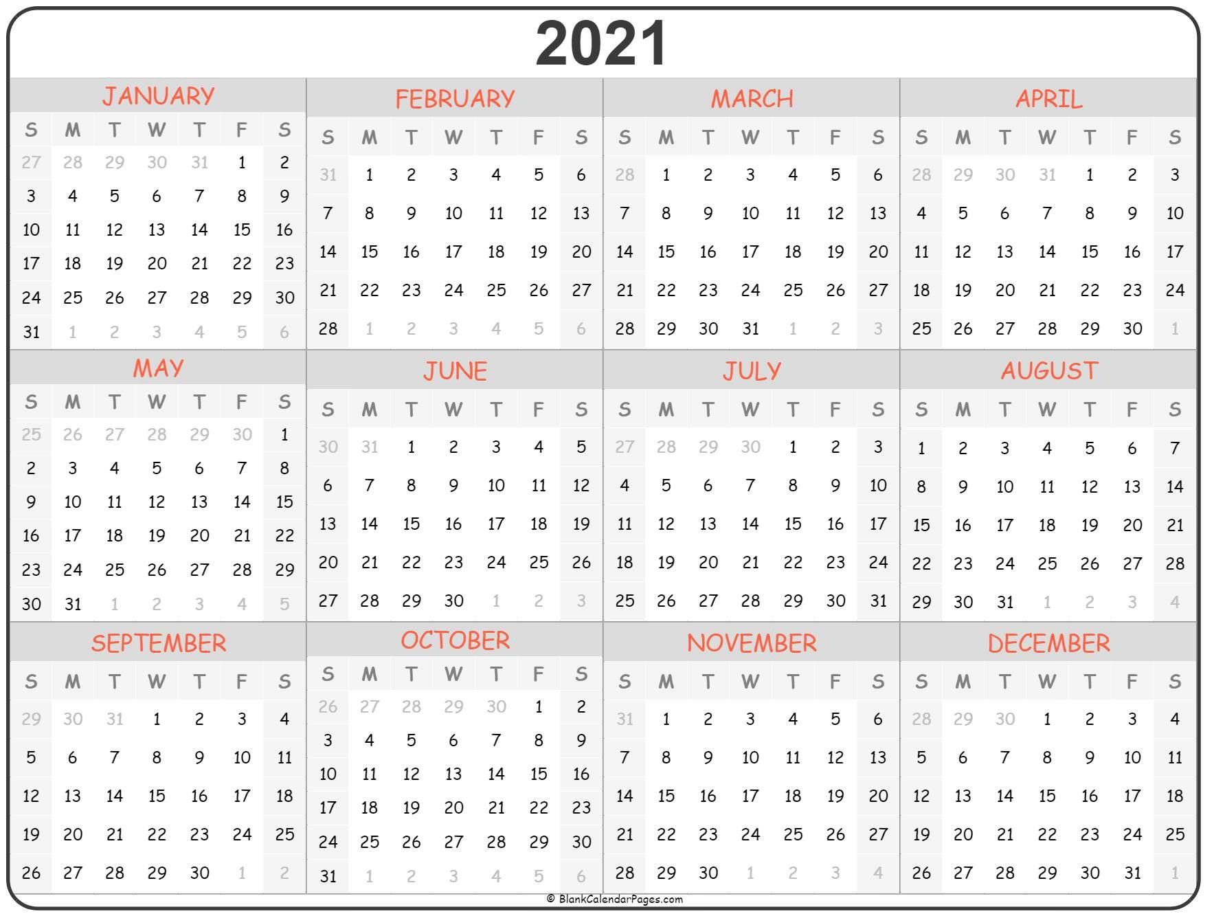 Cute 2021 Printable Blank Calendars : Cute 2021 Printable