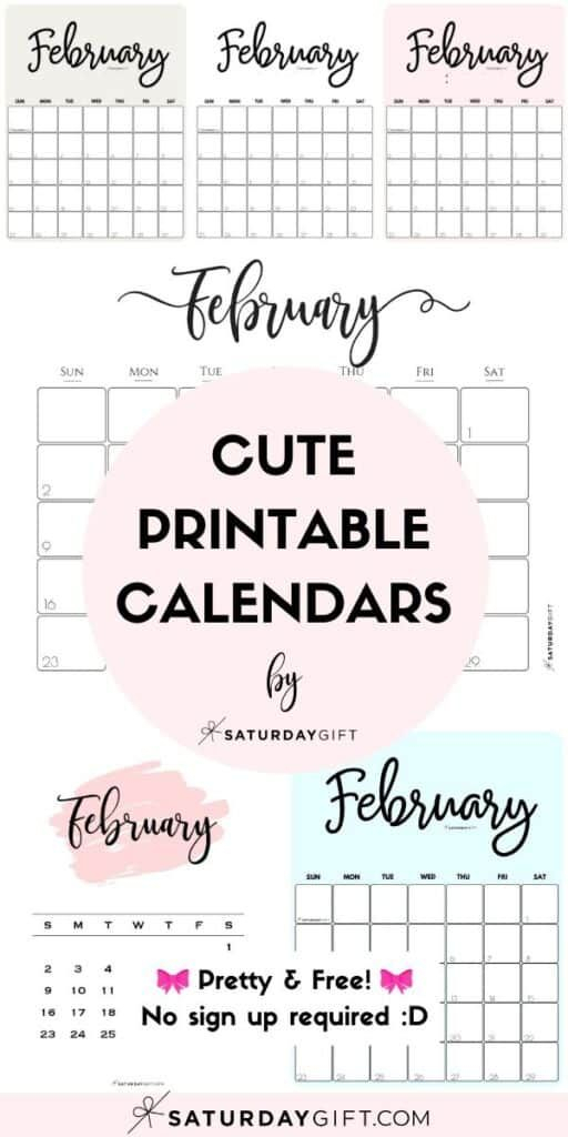 Cute (&amp; Free!) Printable February 2021 Calendar