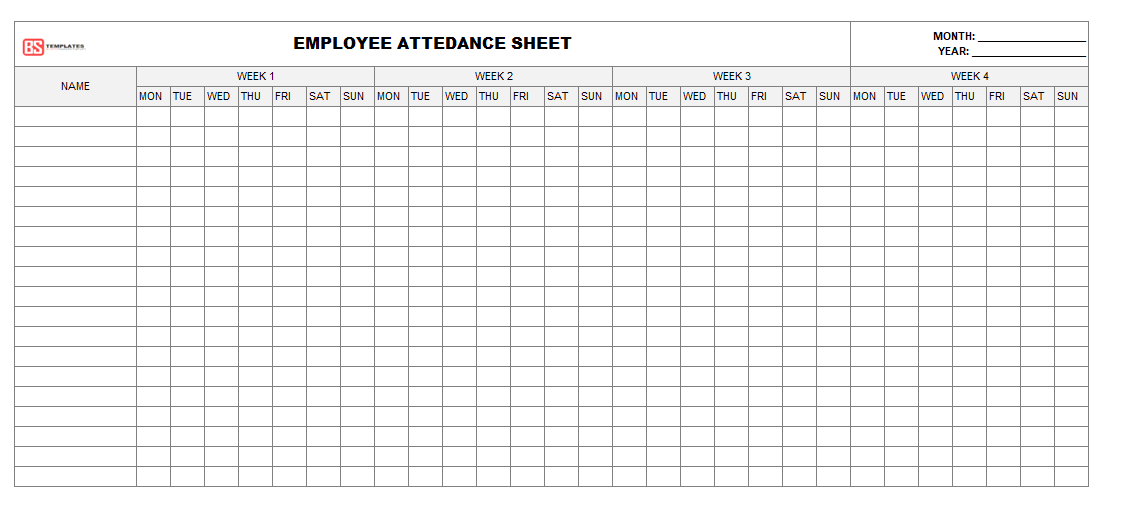 Daily Employee Attendance Sheet For Excel - Monthly Excel