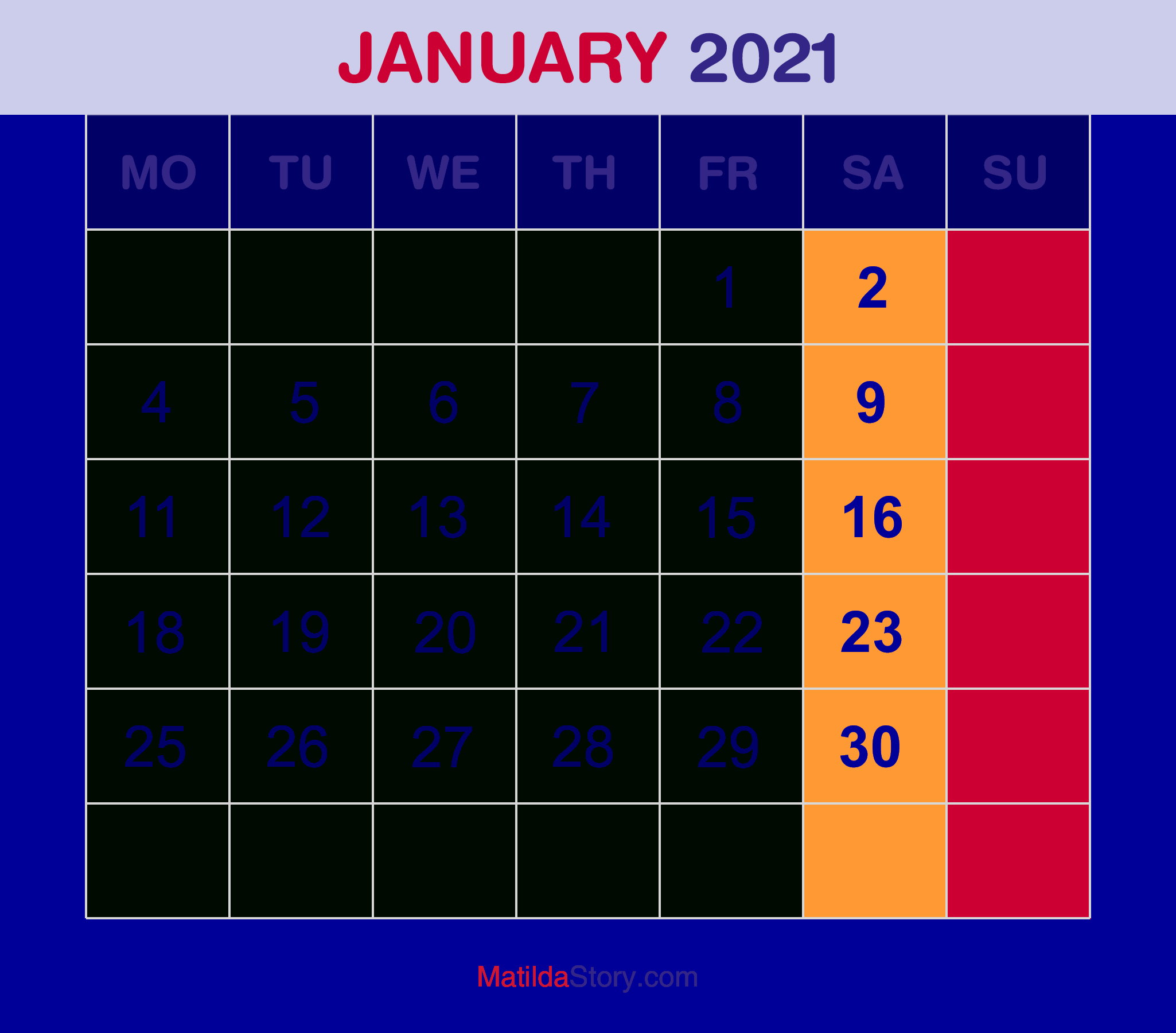 Download Calendar January 2021 : 65+ Printable Calendar