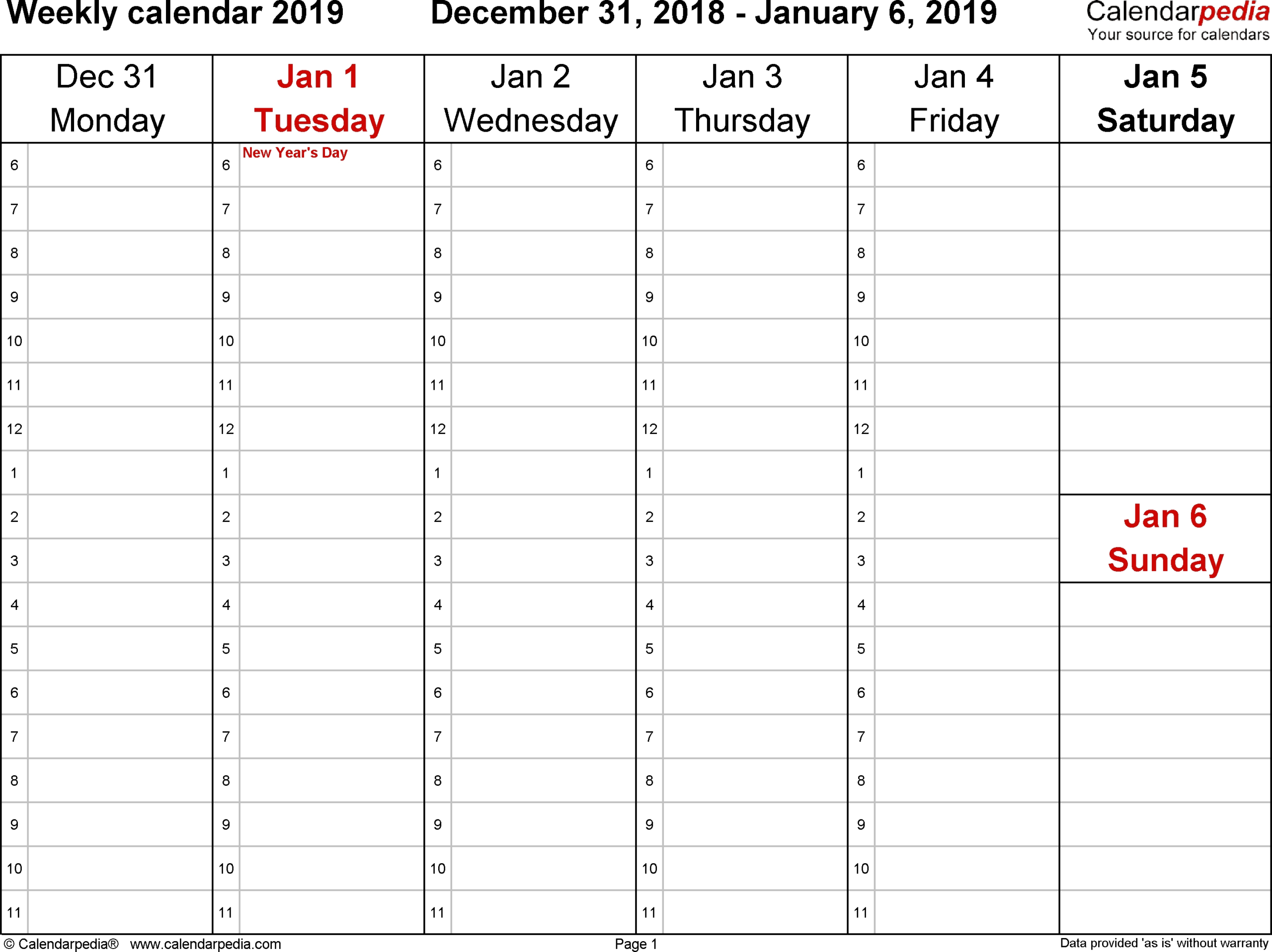 Printable Monday Through Friday Calendar Template | Example Calendar