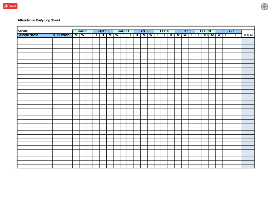 Attendance Calendar Form 2021 Free Example Calendar Printable