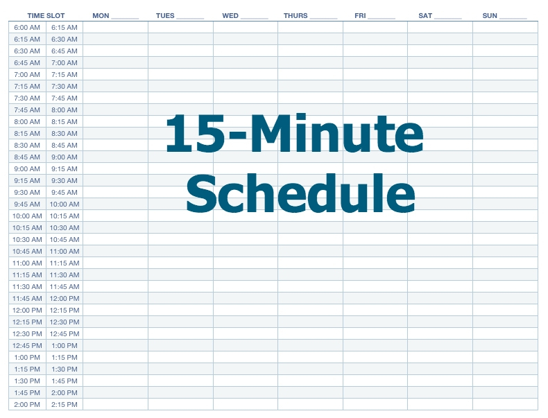 Excel 15 Minute Schedule Template - Printable Paper Template