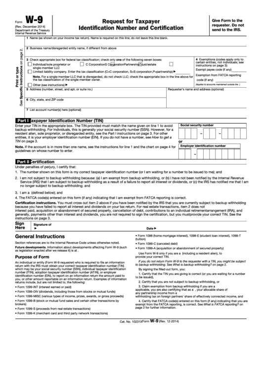 Blank W 9 Form To Print Example Calendar Printable