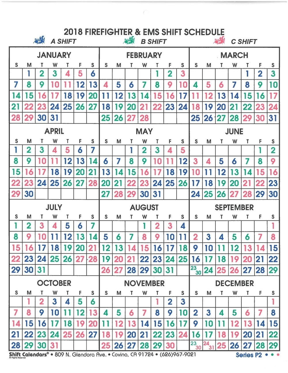 Fire Department Monthly Shift Calendar | Calendar Template