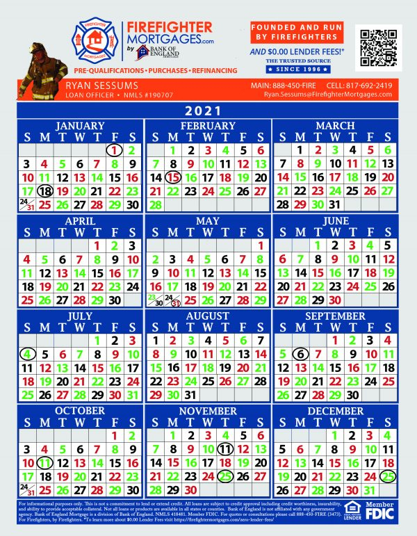 Firefighter Shift Calendars - Firefighter Mortgages®