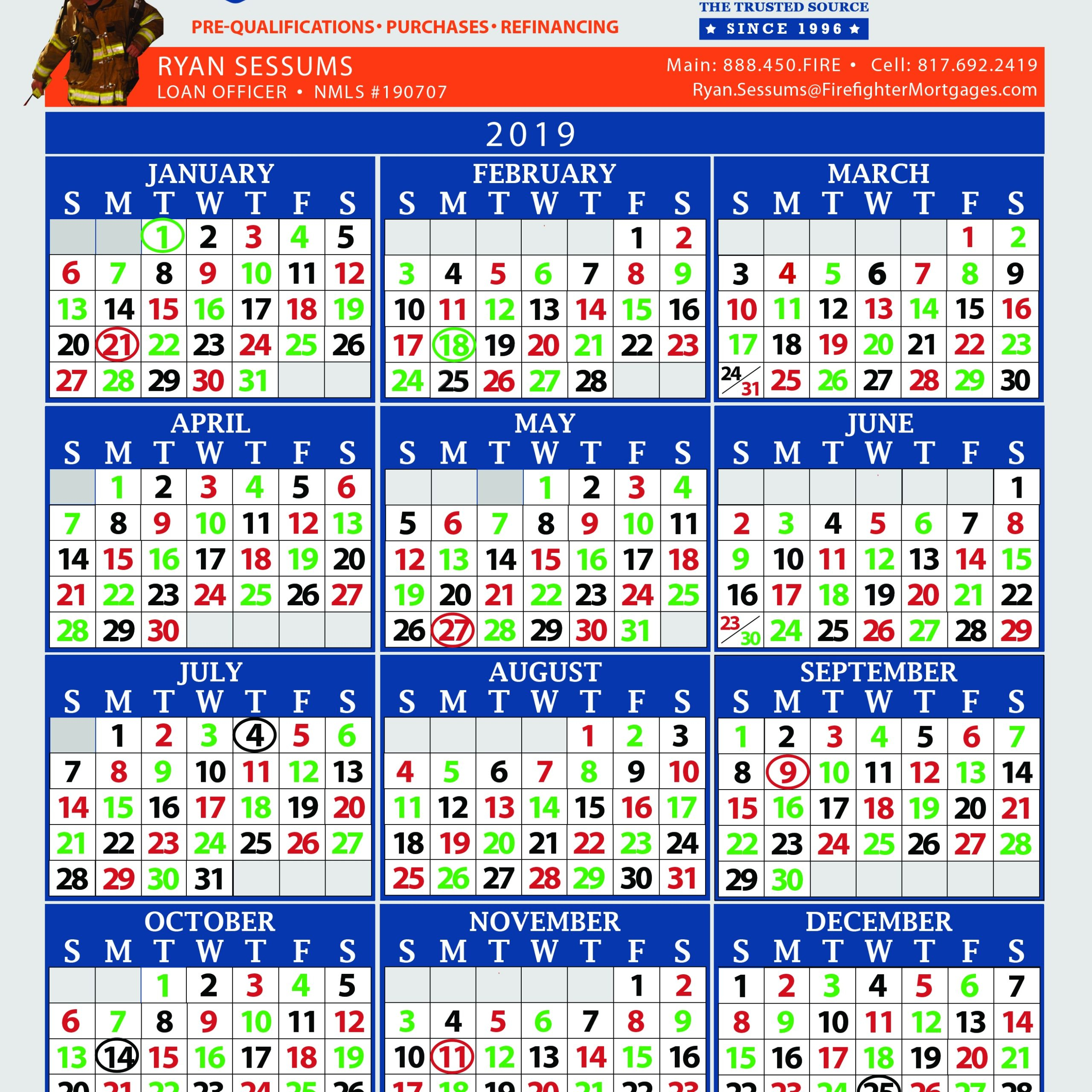 Firefighter Shift Calendars | Get Free Calendar